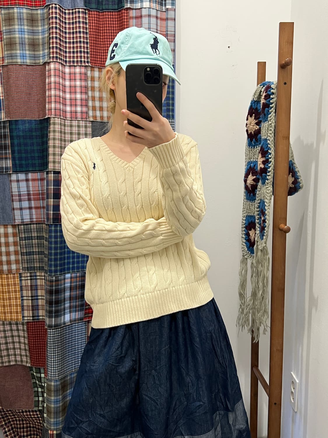 폴로 크림 꼬임 니트 상품이미지4