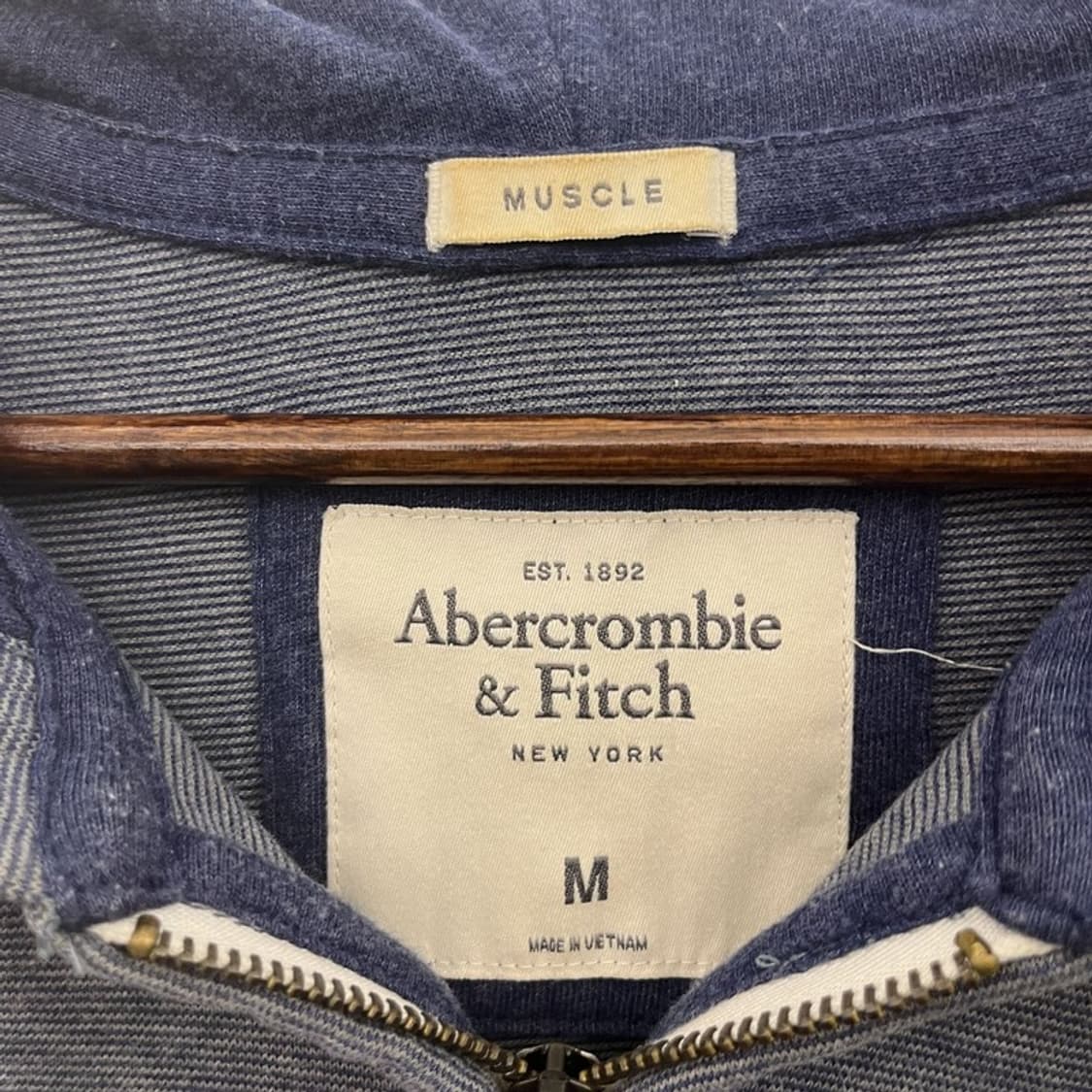 아베크롬비 올드스쿨 빈티지 딥블루 후드집업 M C10373 상품이미지5