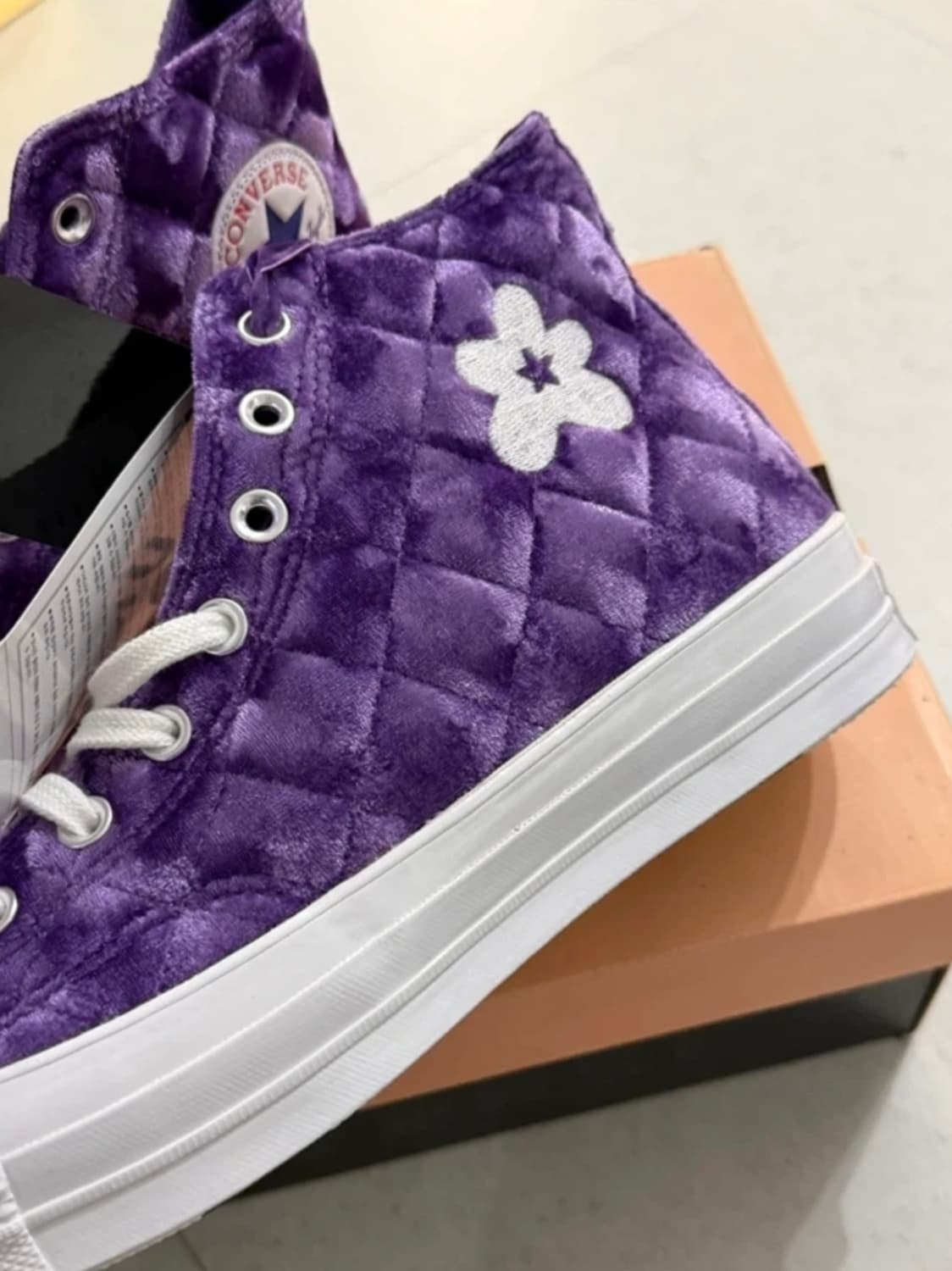 名品 골프 르 플레르 X 컨버스 척 하이 70s  퀼티드벨벳  퍼플 상품이미지2