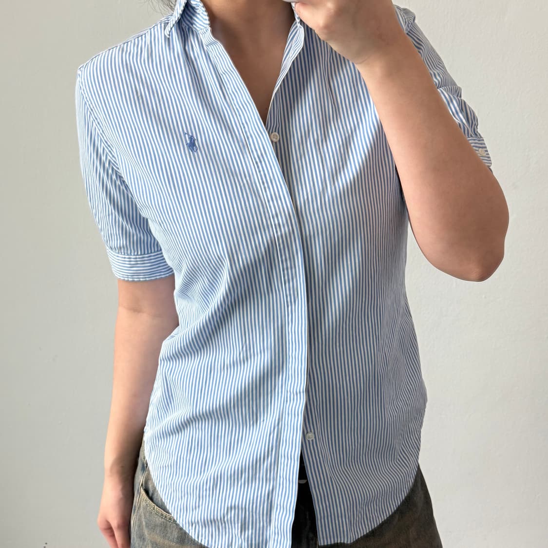 [6] 폴로 블루 스트라이프 반팔셔츠 상품이미지1