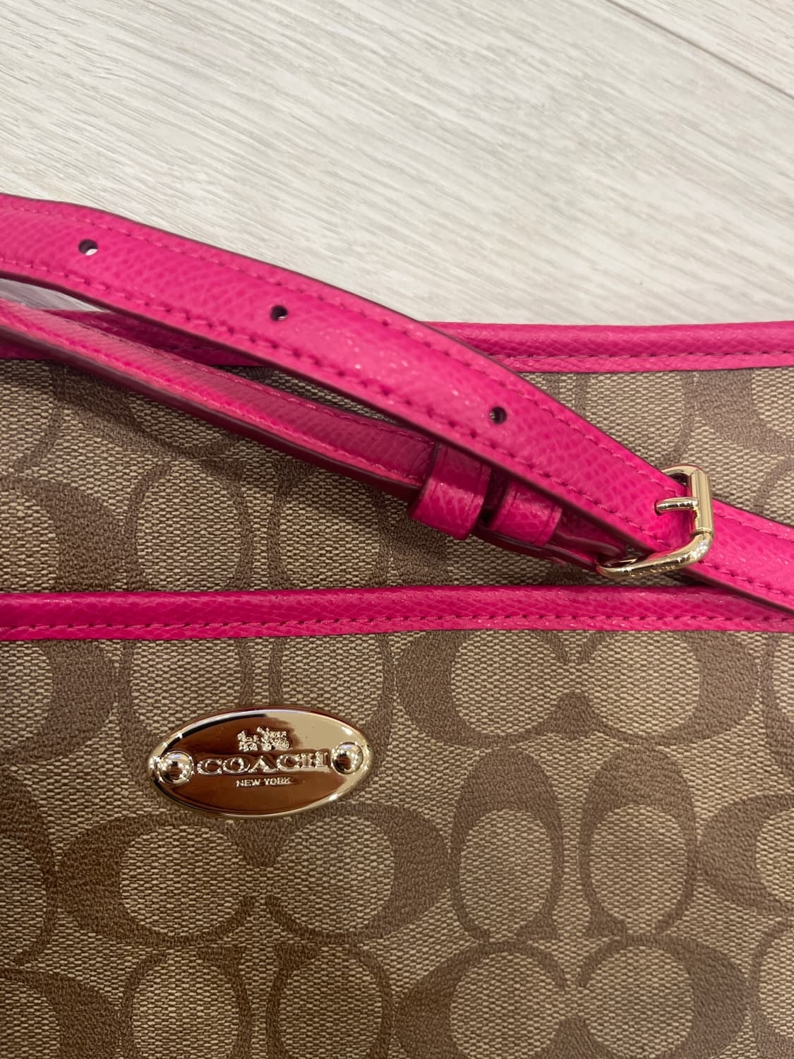 코치 시그니처 크로스백 브라운/핑크 상품이미지3