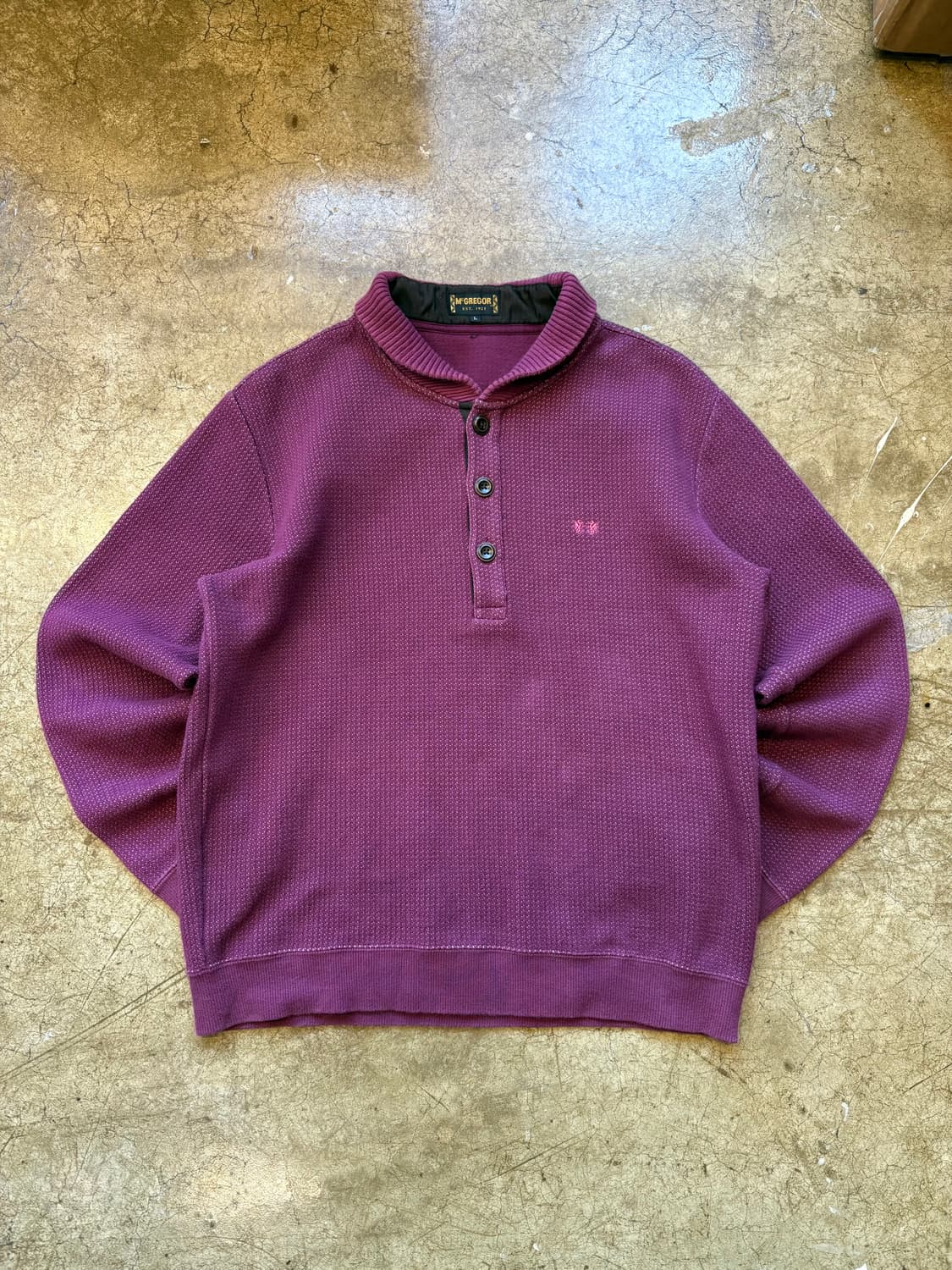 맥그리거 숄카라 헨리넥 다크 핑크 스웻 니트 상품이미지1