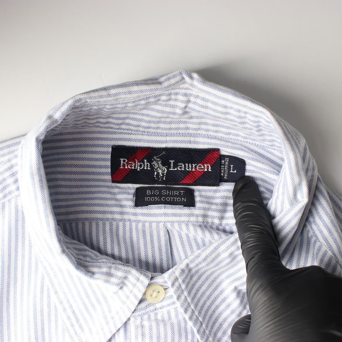 폴로 랄프 로렌 스트라이프 빅 셔츠 라이트 블루 L 상품이미지5