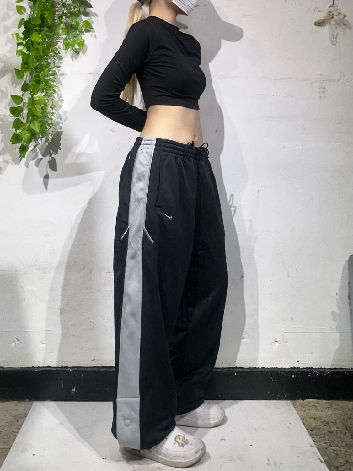 00s 나이키 블랙 그레이 사이드 라인 와이드 트레이닝 팬츠 XL 상품이미지1