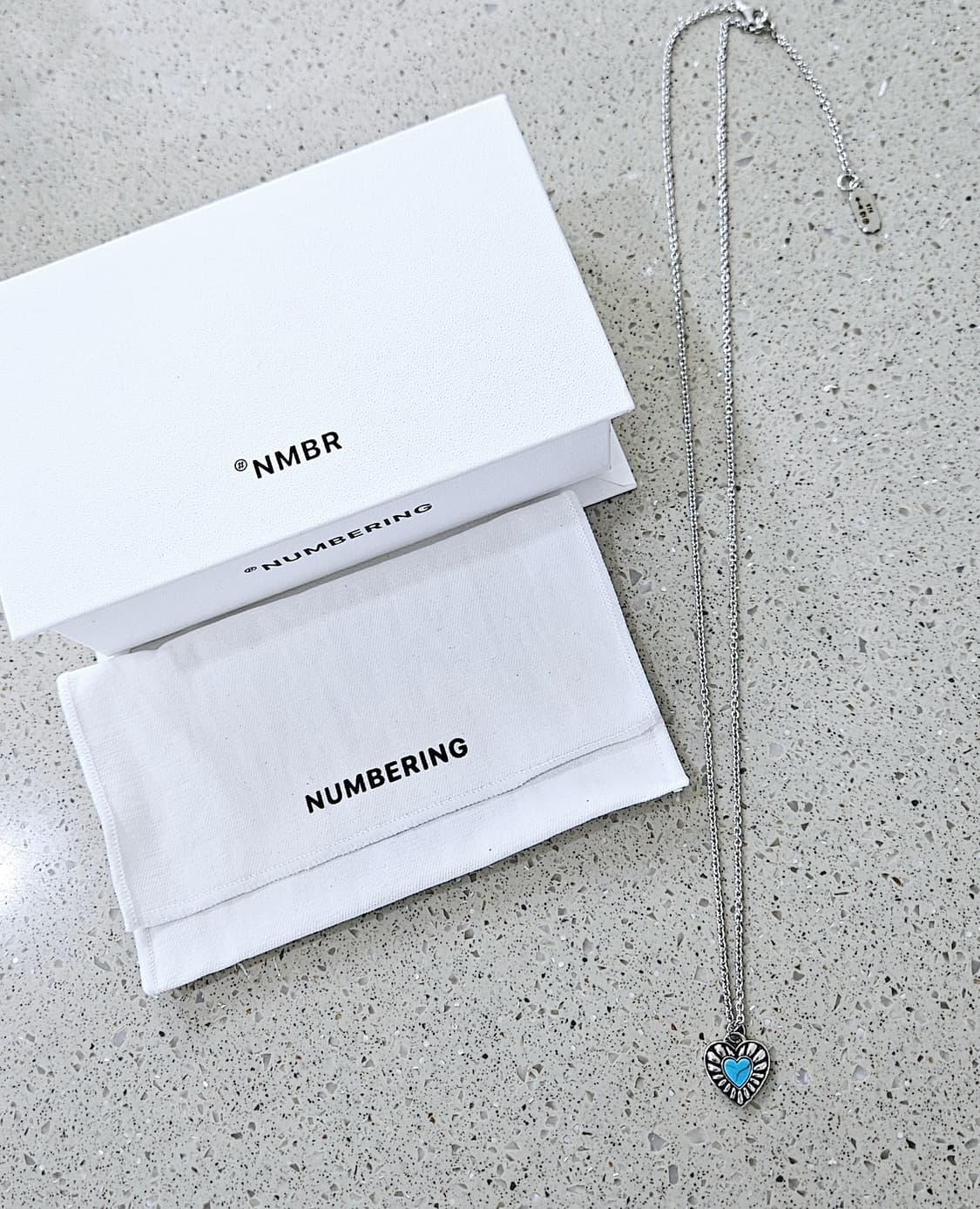 [남녀공용]넘버링 터콰이즈 하트 목걸이 [정품/풀구성] 상품이미지3