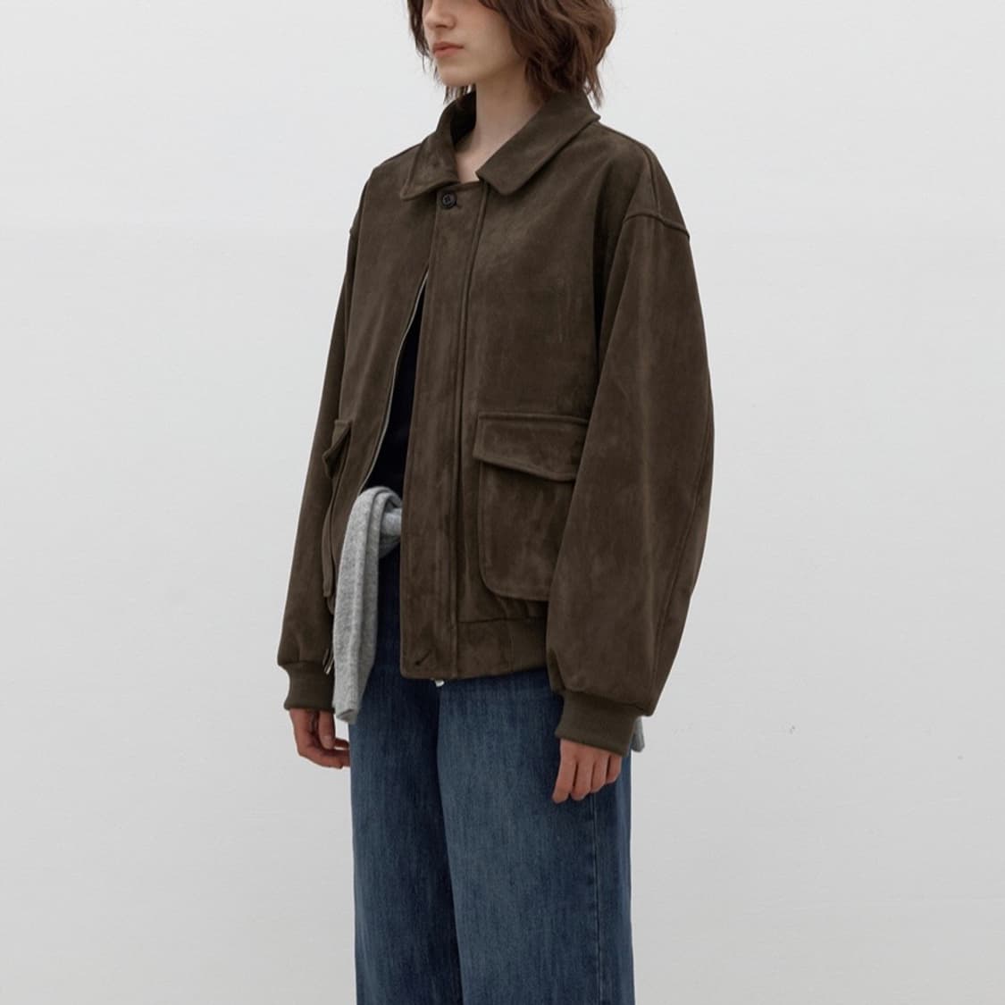 코어드 스웨이드 봄버 자켓 suede bomber jacket 상품이미지2