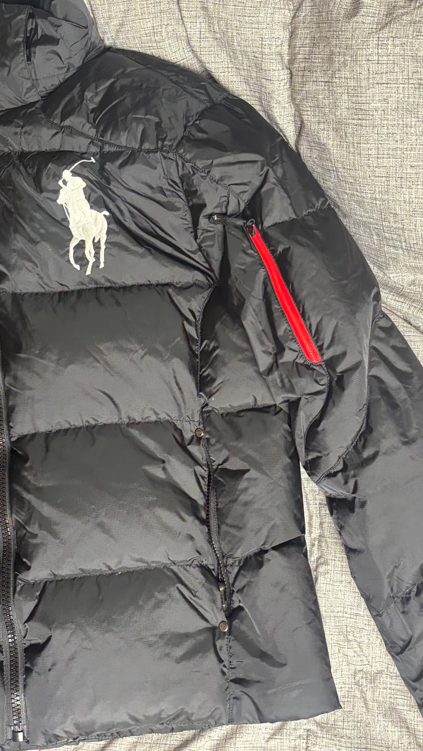 폴로 빅포니 성조기 블랙 패딩 점퍼 L 상품이미지4