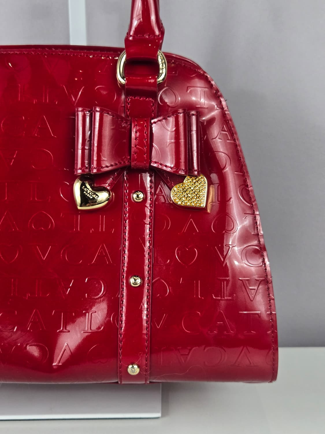 LOVCAT 러브캣 페이던트 애나멜 하트 리본 토트백 가방 정품 상품이미지2