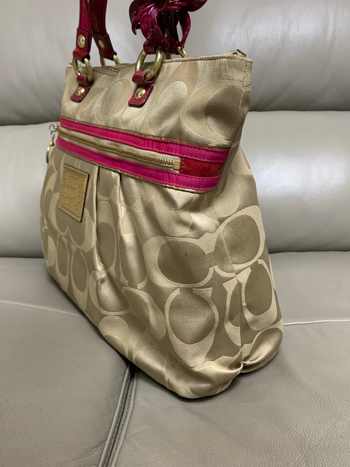 코치 핑크 포인트 갸루 빅숄더백 상품이미지4