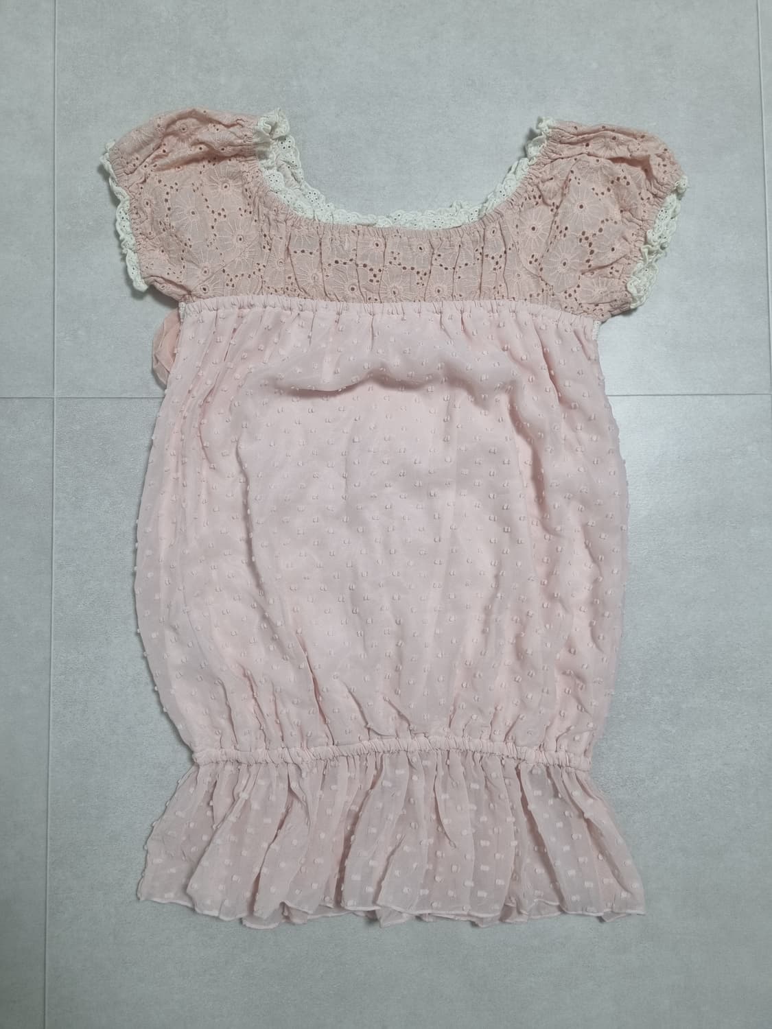 lizlisa 리즈리사 펀칭 리본 핑크 상의 갸루 히메갸루 히메카지 상품이미지2