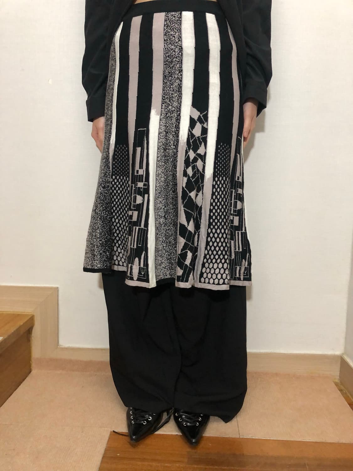 빈티지 오리엔탈 스트라이프 미디 스커트 상품이미지6