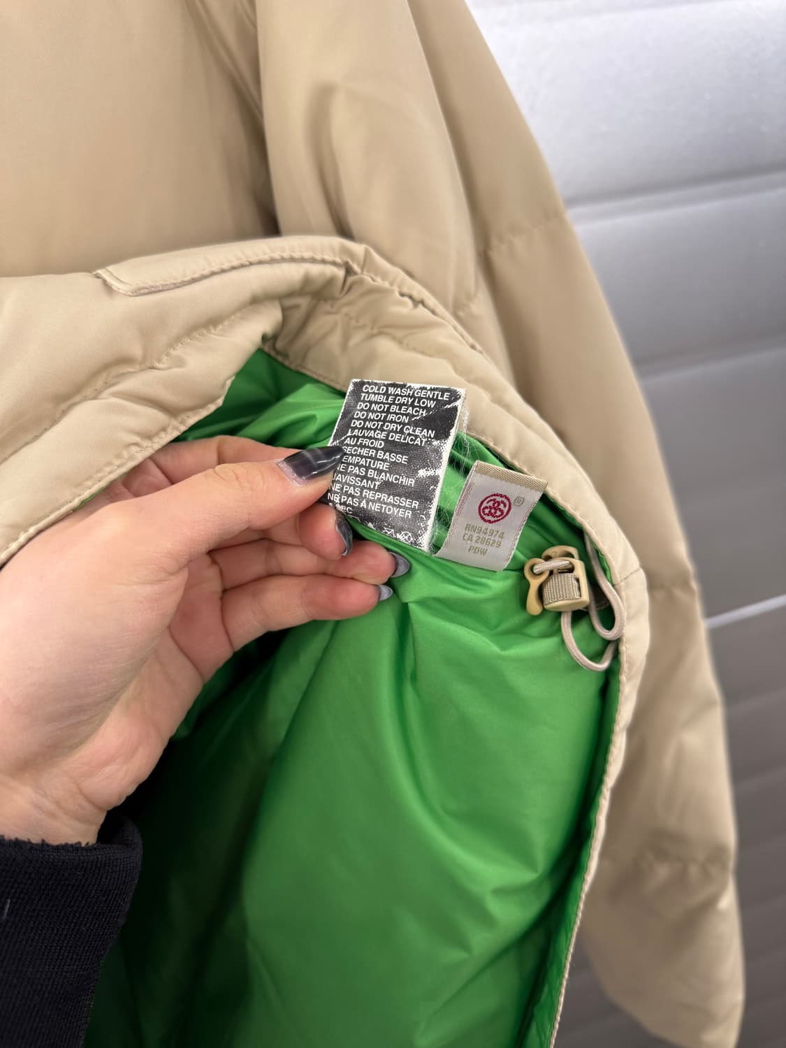 Stussy 스투시 패디드 다운 점퍼 패딩 베이지 그린 S 상품이미지5