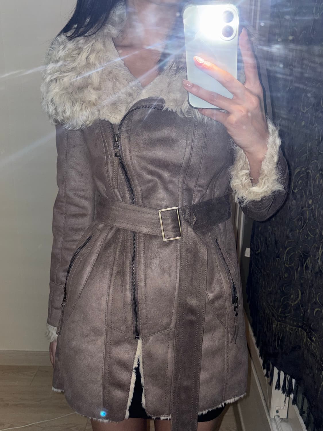 CC Collect 갸루 퍼 스웨이드 롱 무스탕 상품이미지1