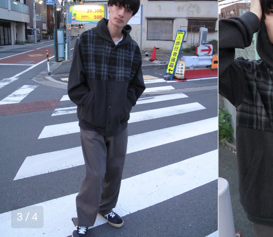 [2] saros 사로스 체크 자켓 차콜 상품이미지1