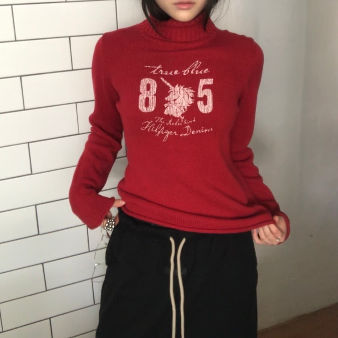 타미 힐피거 레드 터틀넥 니트 / S 사이즈 상품이미지7