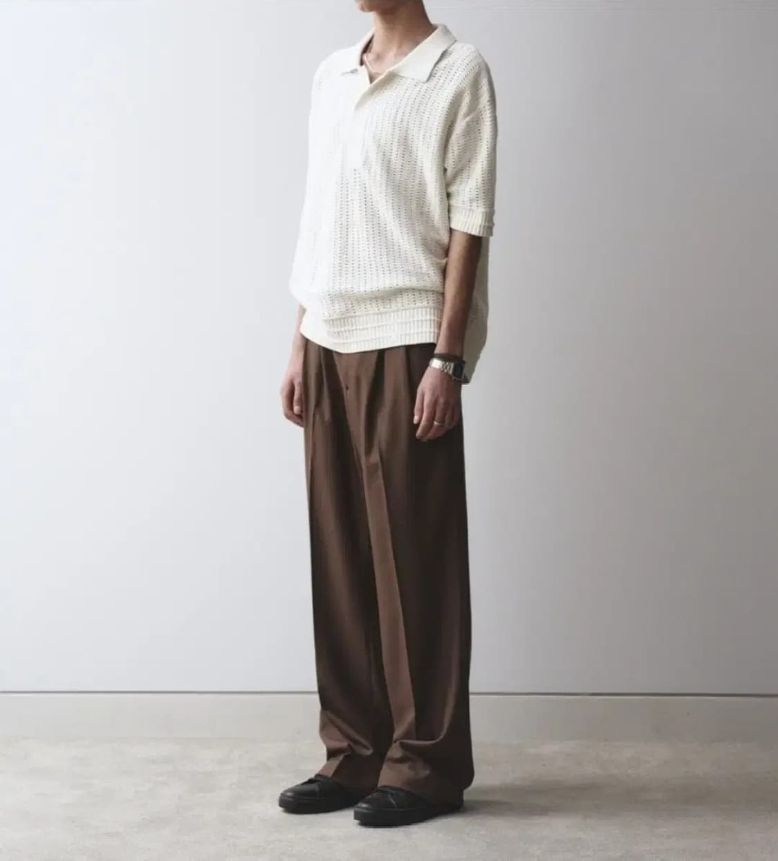 (M)메종미네드 세인트 투턱 와이드 팬츠 슬랙스 브라운 상품이미지1