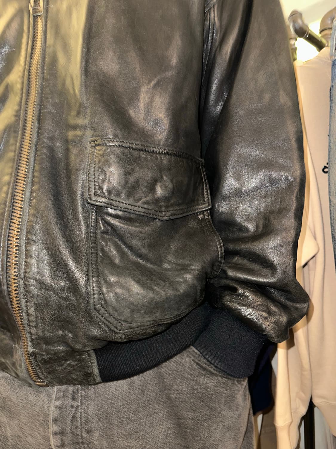 90’s Japanese shell-leather A-2 jacket 상품이미지6
