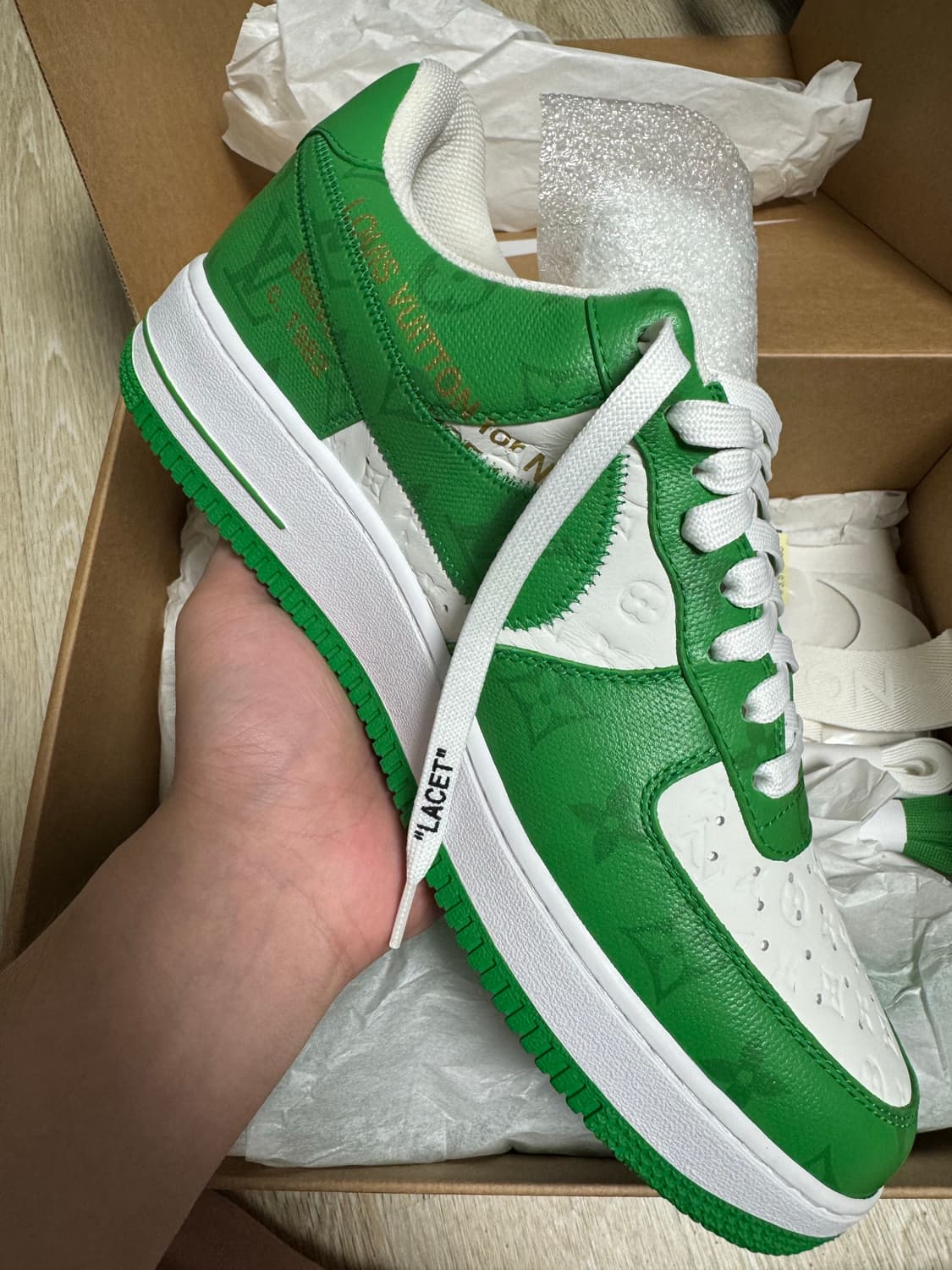 [US10] 루이비통 x 나이키 에어포스 화이트 짐 그린 상품이미지6
