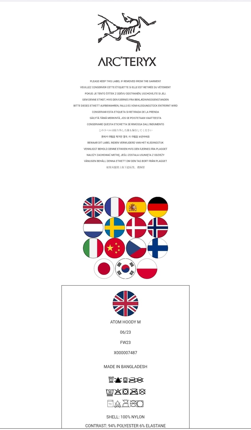 (매장정품)아크테릭스 아톰 후디자켓 블랙 M(100~103) 새제품급 상품이미지10