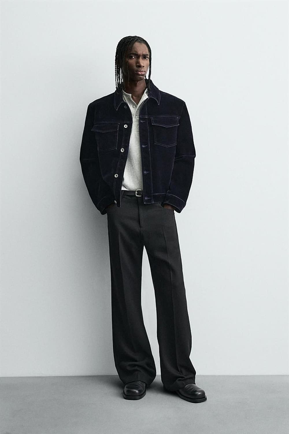 자라 플록 벨벳 자켓 M 상품이미지3