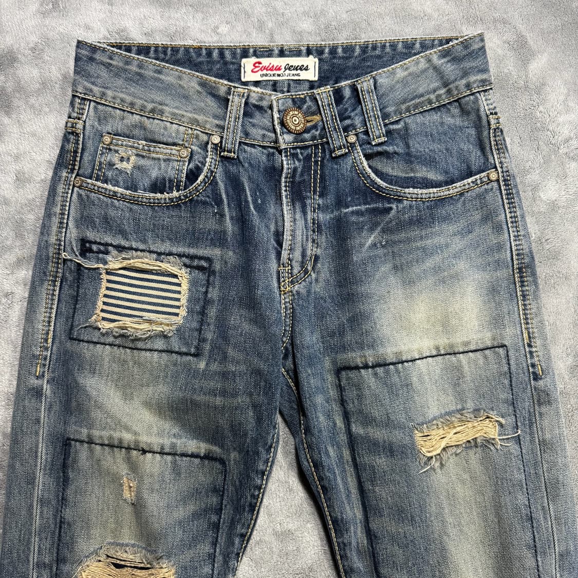 EVISU 에비수 빈티지 스트레이트 워싱 데미지진 30 상품이미지7