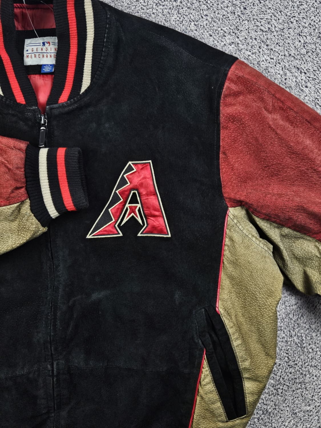 MLB 애리조나 다이아몬드백스 배색 가죽 바시티 자켓 (L)/ 10182 상품이미지6