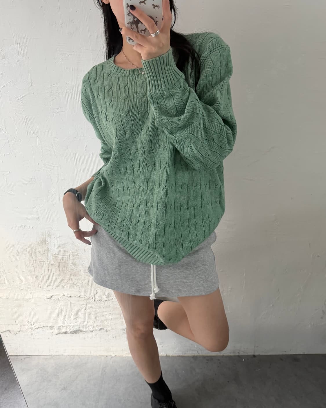 Polo 폴로 랄프로렌 실크100 그린컬러 케이블 니트  상품이미지2