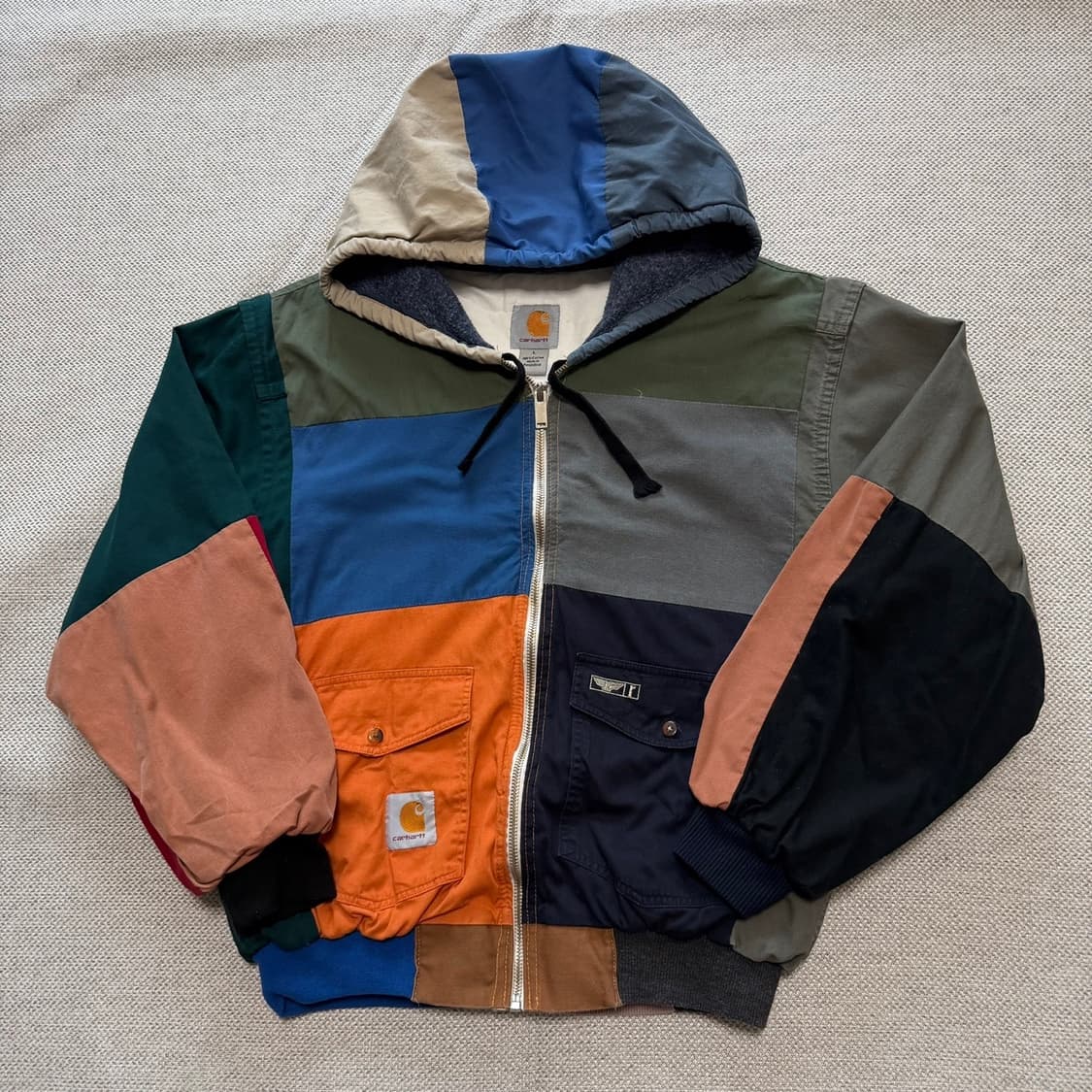 칼하트 컬러 블록 커스텀 후드자켓 상품이미지1