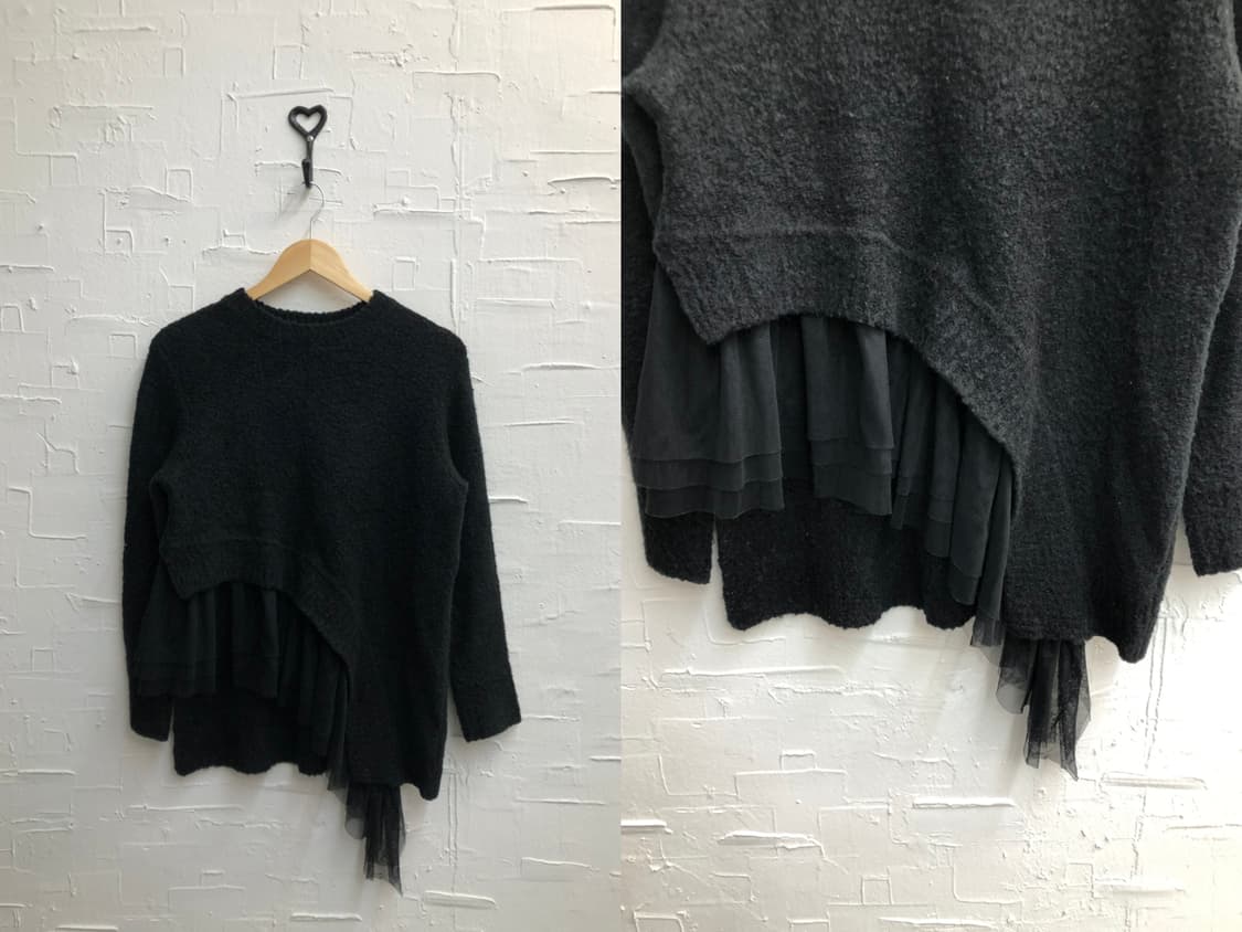 mesh frill black knit 상품이미지4