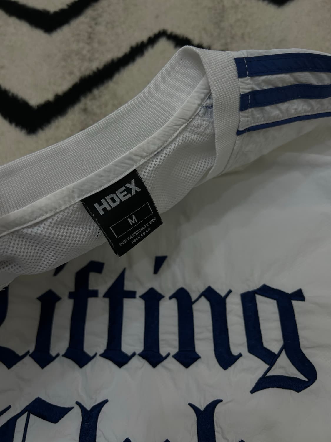 [100]HDEX 나일론 오버핏 자수 반팔/화이트 상품이미지6