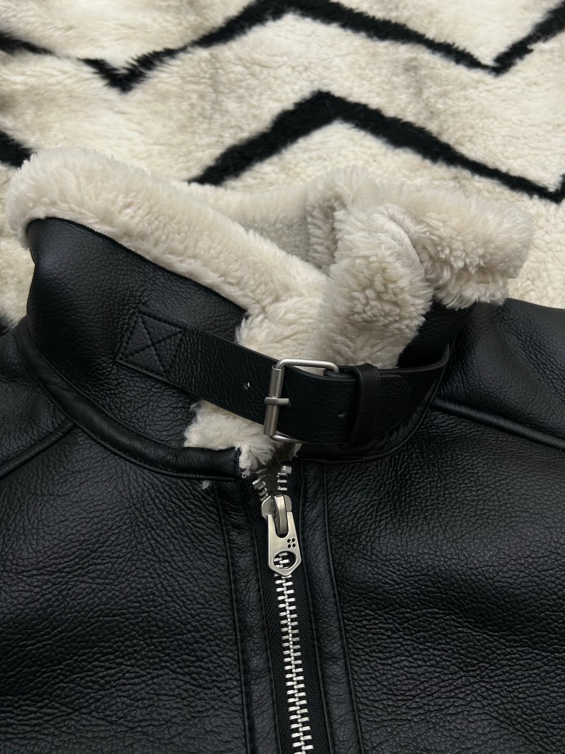 [한국L]ZARA 더블페이스드 무스탕/블랙 상품이미지5