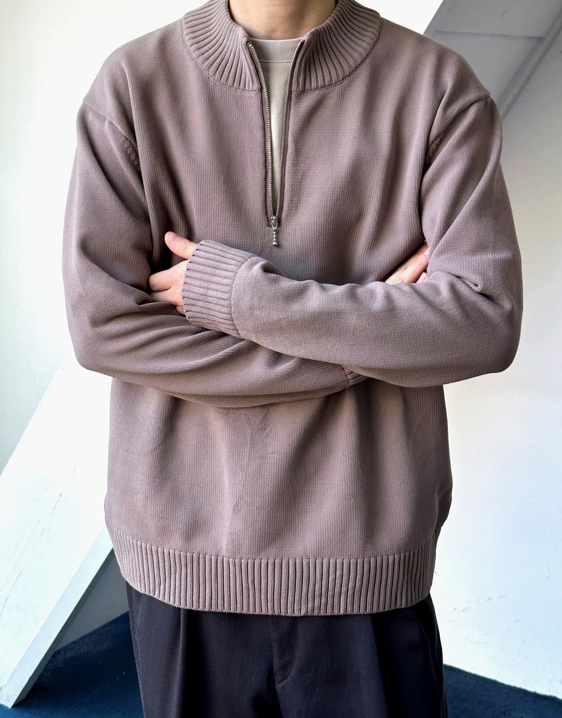 Dry fabric design zip knit P/O 상품이미지6