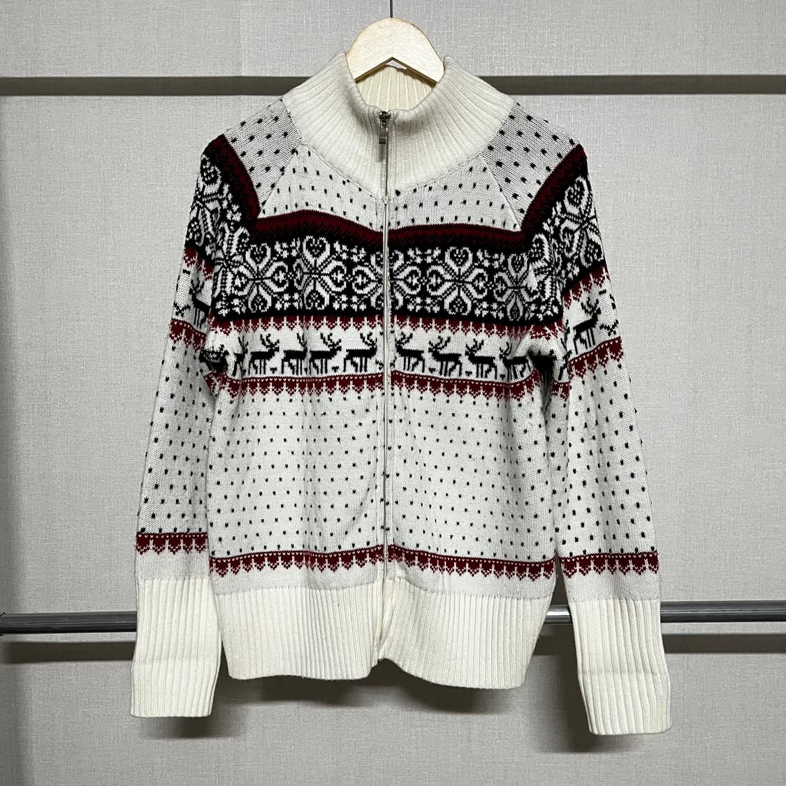 노르딕 사슴 패턴 니트 집업 가디건 L 상품이미지1