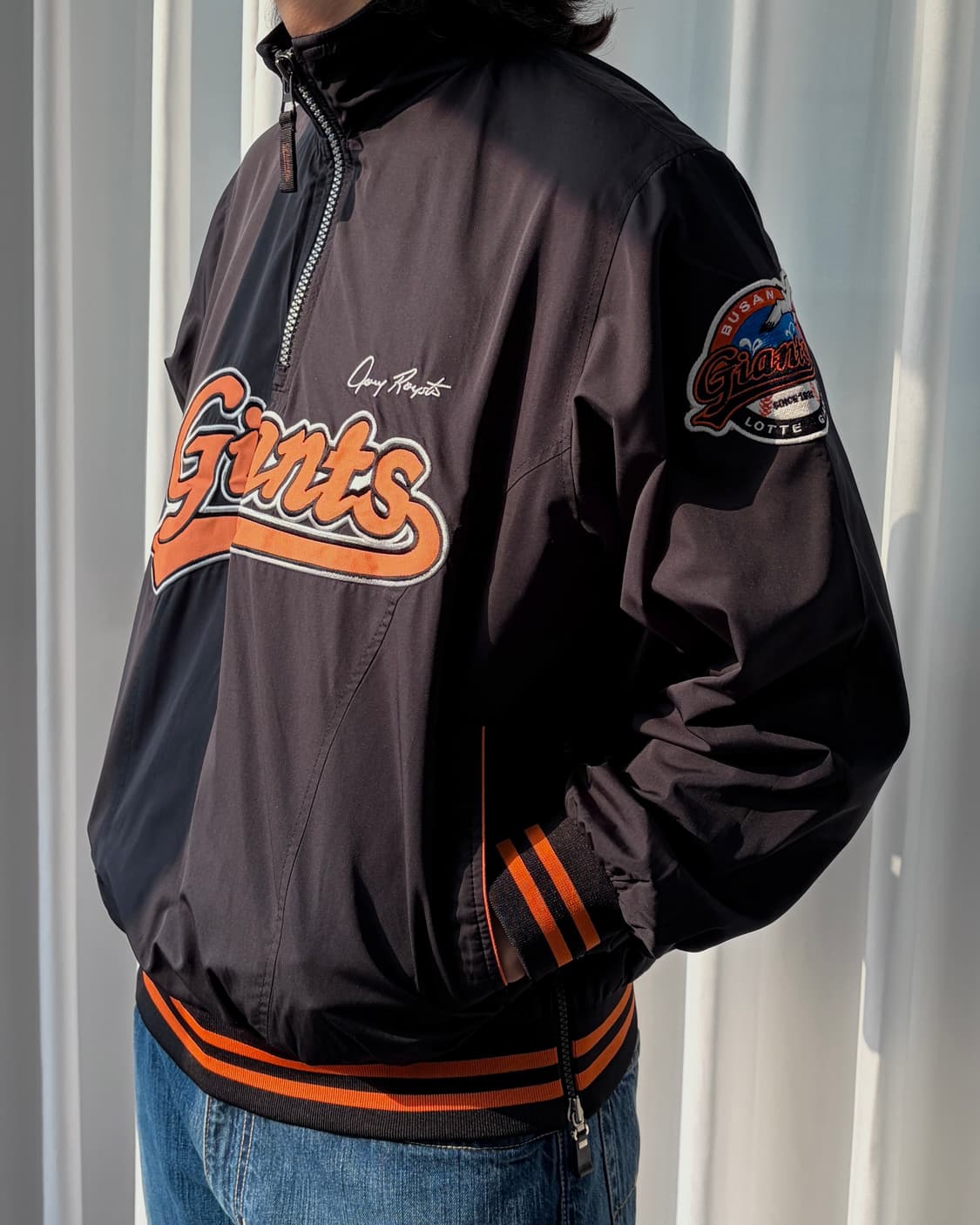 [L]롯데 자이언츠 춘추용 베이스볼 하프집업 바람막이 자켓 상품이미지2