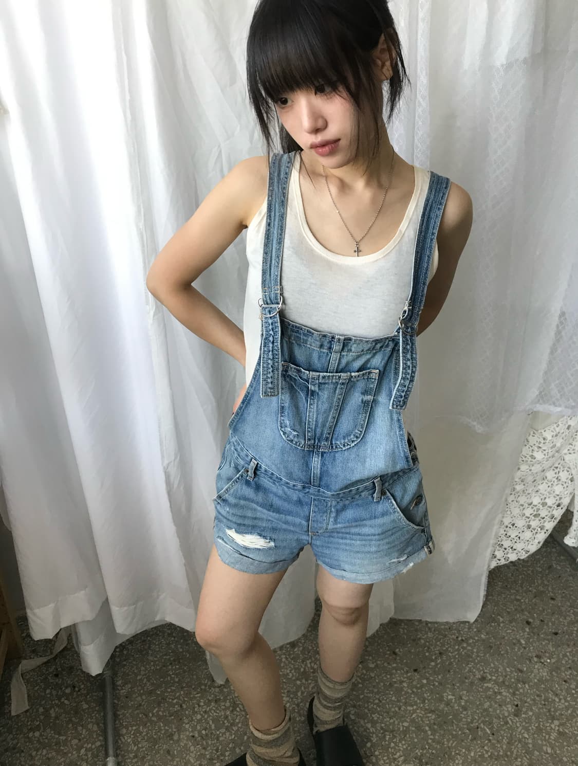 hollister 썸머 데님 오버롤 상품이미지2