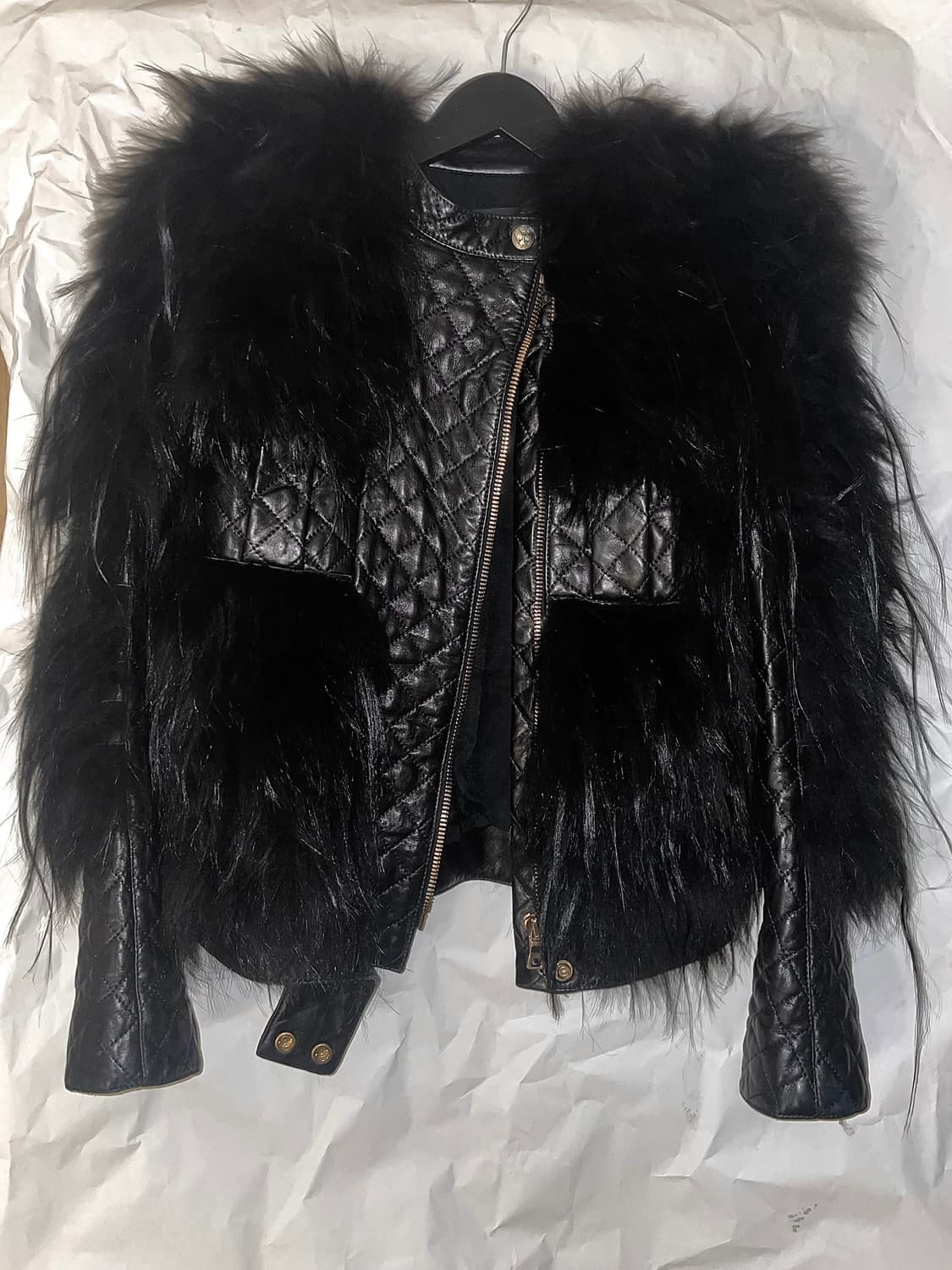 Balmain 12aw 라쿤퍼 크로스 렘스킨 레더자켓 상품이미지3