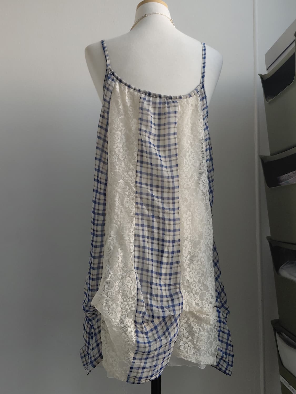 [빈티지] 체크 레이스 롱 원피스 레이어드 패치워크 상품이미지4