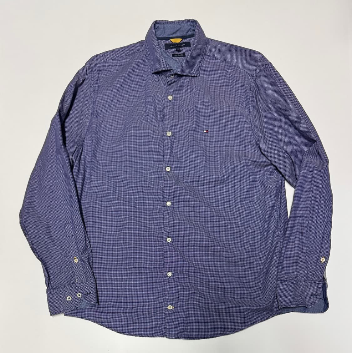 정품 타미힐피거 뉴욕핏 체크셔츠 XL 네이비 상품이미지1