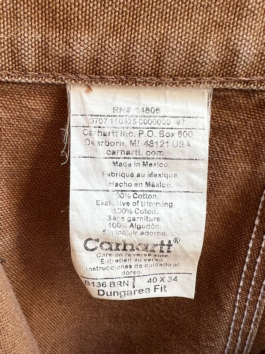 00's [40] 칼하트 B136 더블니 브라운 덕 카펜터 덩가리핏 팬츠 상품이미지9