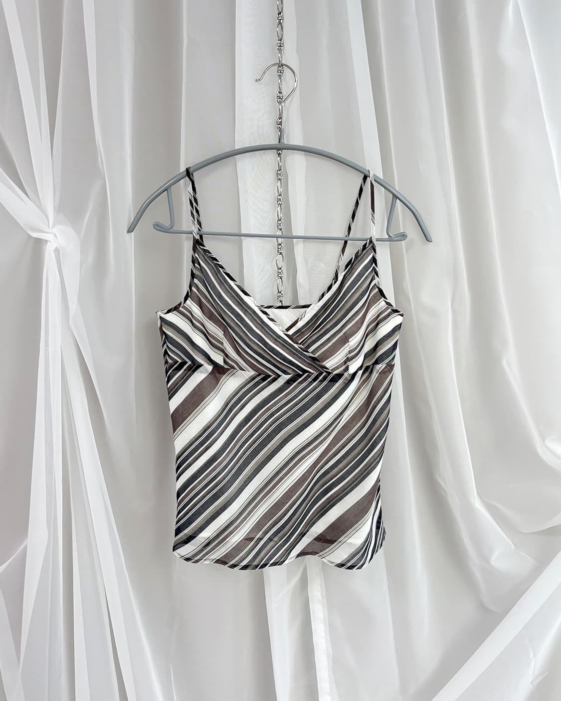 ICB wood mix diagonal stripe bustier 상품이미지2