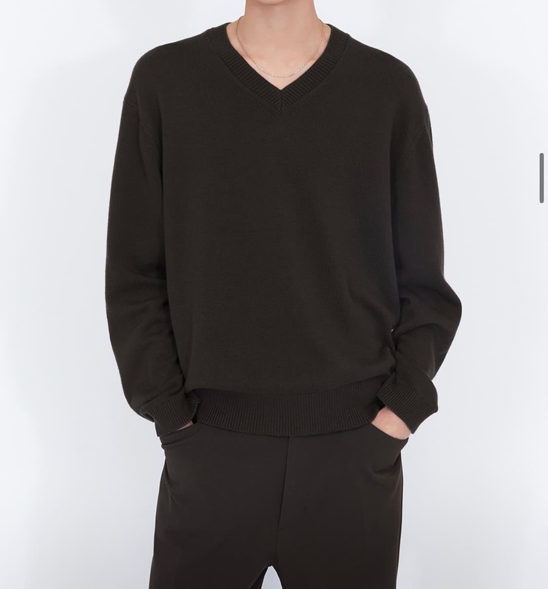 일꼬르소 브이넥 풀오버 니트 브라운 xl 상품이미지3