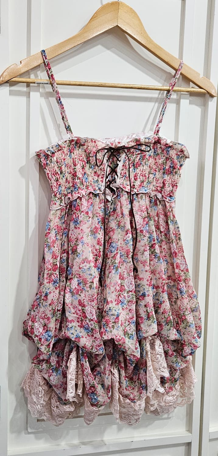 플라워 셔링 레이스 뷔스티에 원피스 상품이미지2