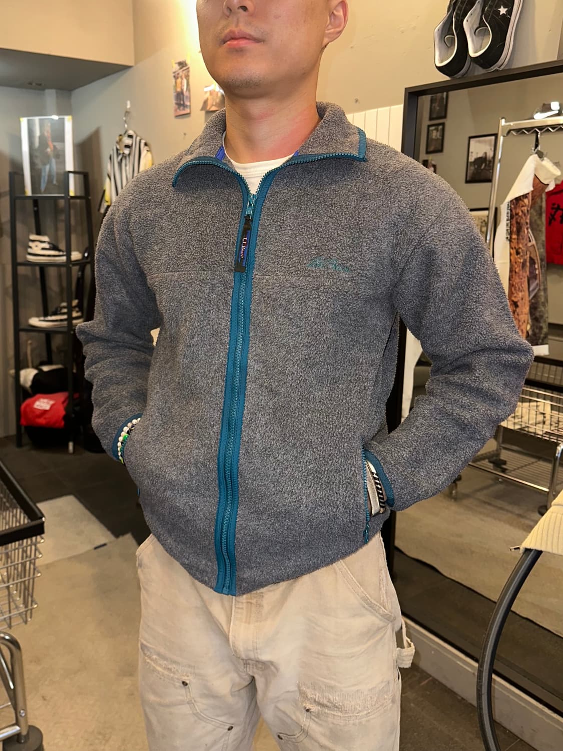 90’s LL Bean line detail grey Fleecewear 상품이미지3