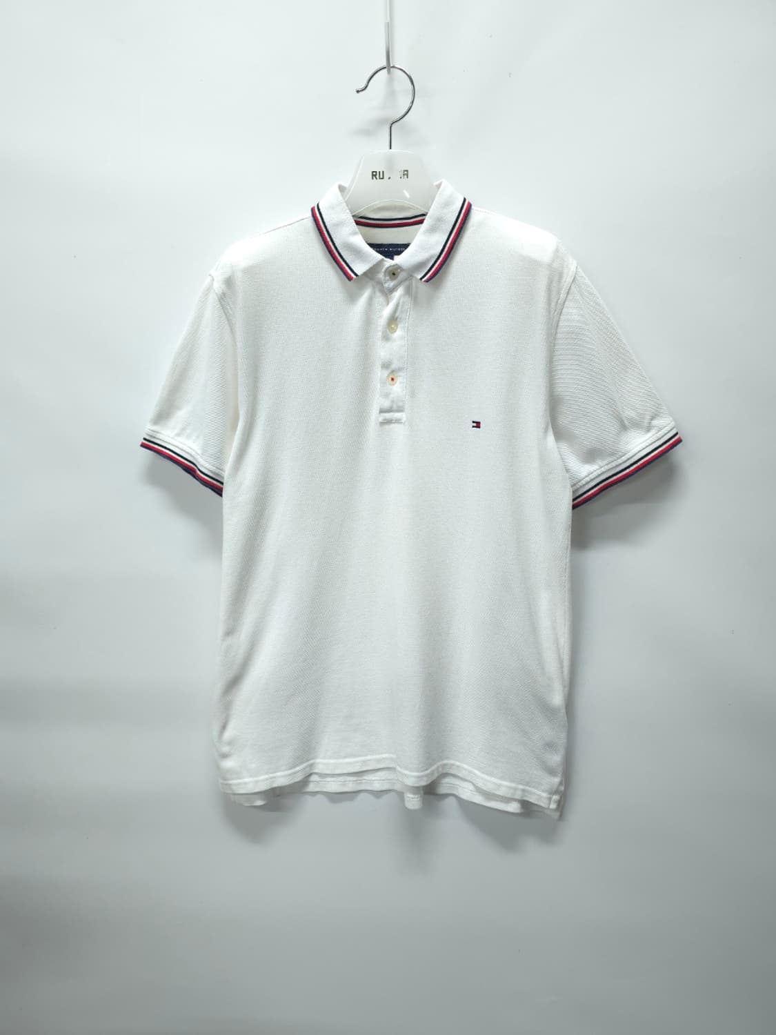 타미힐피거 오가닉 코튼 시그니처 배색 반팔 카라티(95~100) 상품이미지1