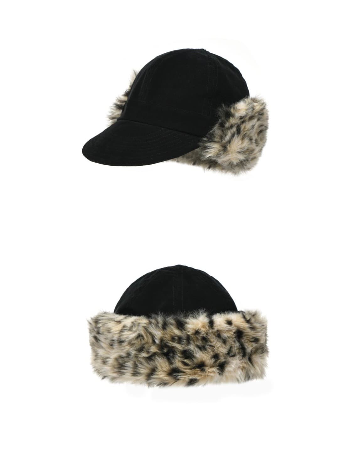 포에지담 FUR EARFLAP CAP IN BLACK LEOPARD 상품이미지3
