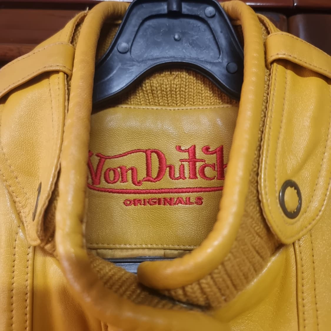 [VON DUTCH] Y2K 머스타드 렘 스킨 레더 자켓 상품이미지4