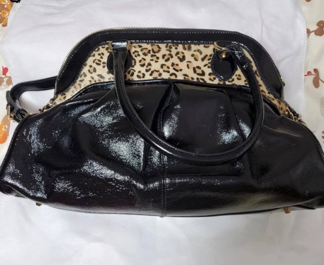 에나멜 송치 레어파드 숄더백 상품이미지2