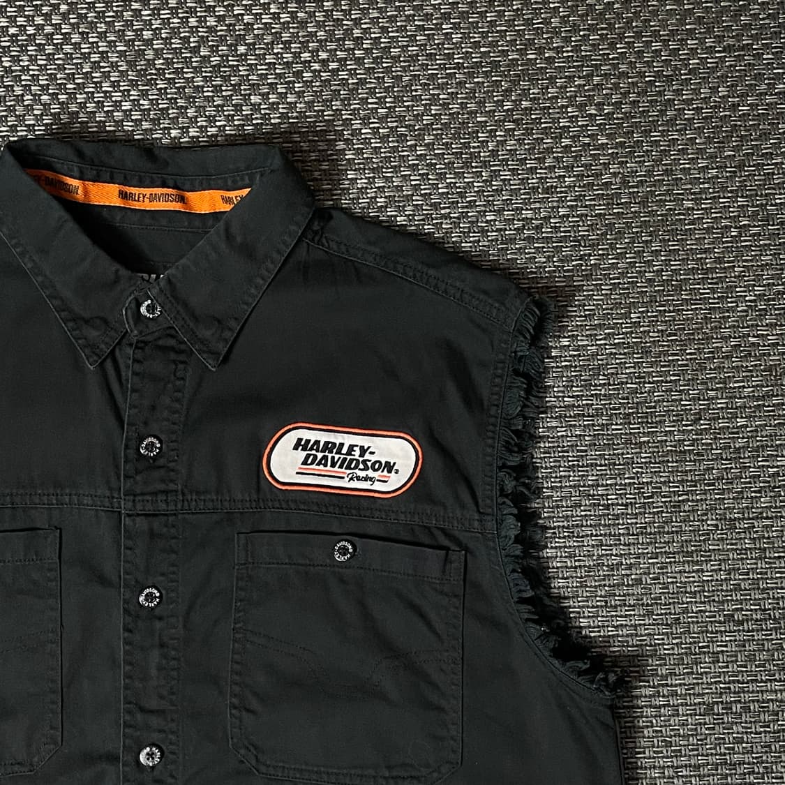할리데이비슨 블랙 투포켓 데미지 자수와펜 데미지 셔츠 조끼 L 상품이미지3