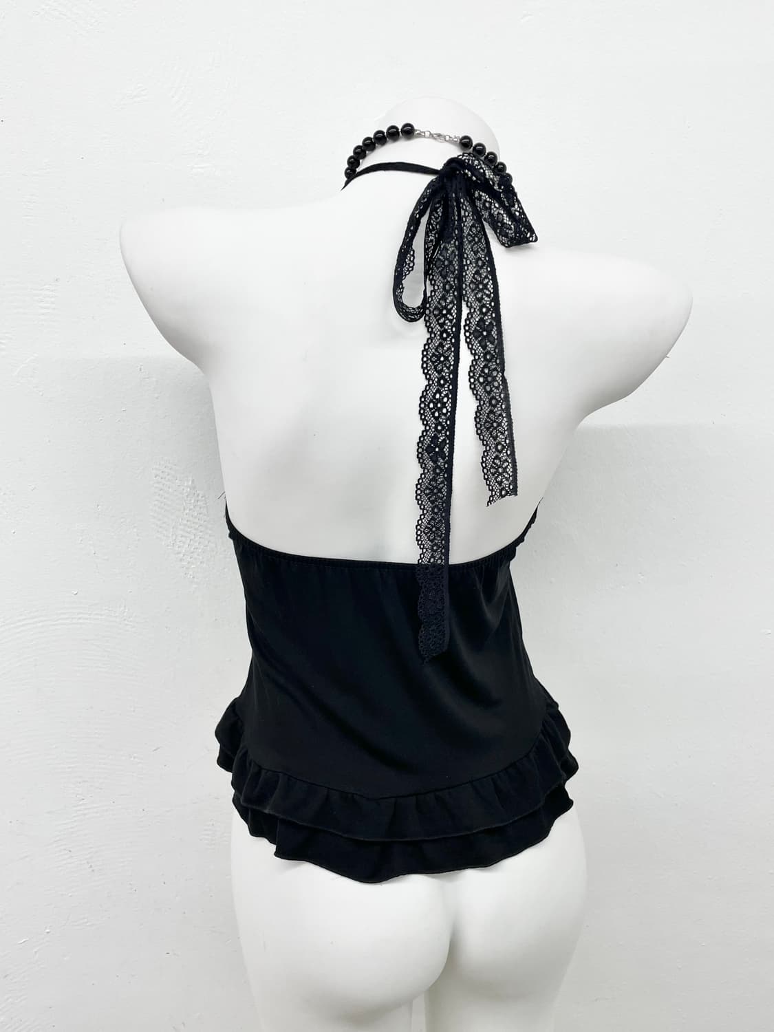 블랙 갸루 리본 레이스 홀터 탑 상품이미지4