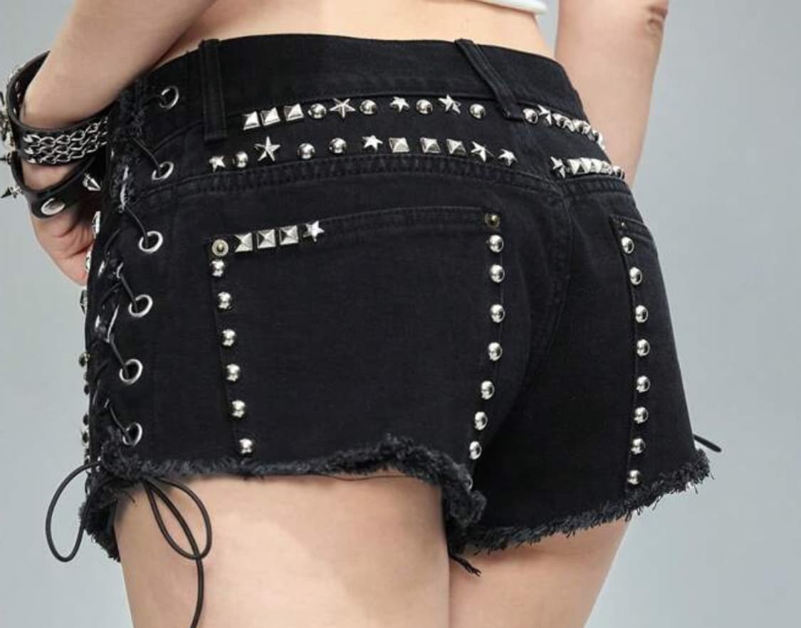 스터드 반바지 블랙 핫팬츠 숏팬츠 상품이미지4